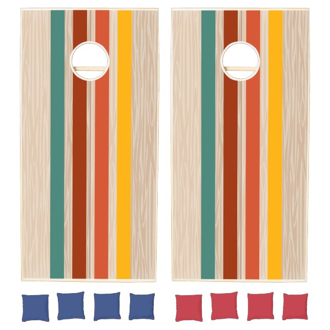 Vintage Retro Stripes Cornhole Set (Set)