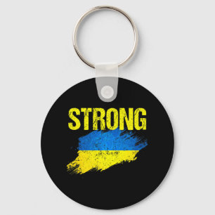 Vintage Retro Strong Ukraine Ukrainian Flag Men Keychain
