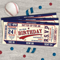 Vintage Retro Style Baseball Ticket Birthday Party