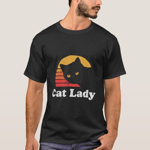 Vintage Retro Style Cat Lady 80S Hoodie T_Shirt