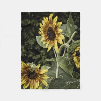 Vintage Retro Style Country Sunflower Fleece Blanket by Sturgils at Zazzle