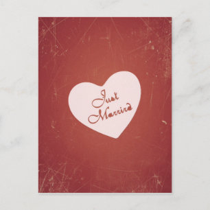 Vintage Retro Style Just Married On Antique Red Announcement Postcard
