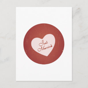 Vintage Retro Style Just Married On Antique Red Announcement Postcard