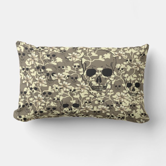 Vintage Retro Style Skull Outdoor Pillow (Front)