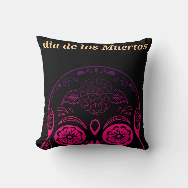 Vintage Retro Style Skull  Throw Pillow (Front)