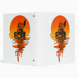 Vintage Retro Style Sprint Car Racing 3 Ring Binder