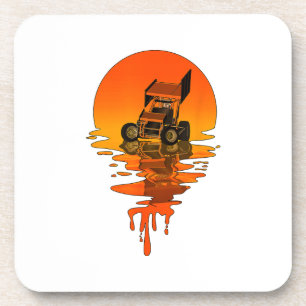Vintage Retro Style Sprint Car Racing Beverage Coaster
