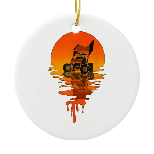 Vintage Retro Style Sprint Car Racing Ceramic Ornament