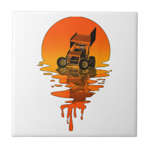 Vintage Retro Style Sprint Car Racing Ceramic Tile