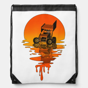 Vintage Retro Style Sprint Car Racing Drawstring Bag