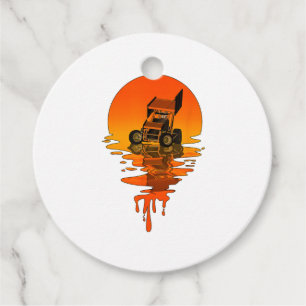 Vintage Retro Style Sprint Car Racing Favor Tags