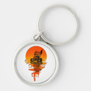 Vintage Retro Style Sprint Car Racing Keychain