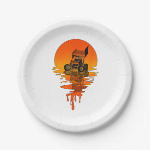 Vintage Retro Style Sprint Car Racing Paper Plates