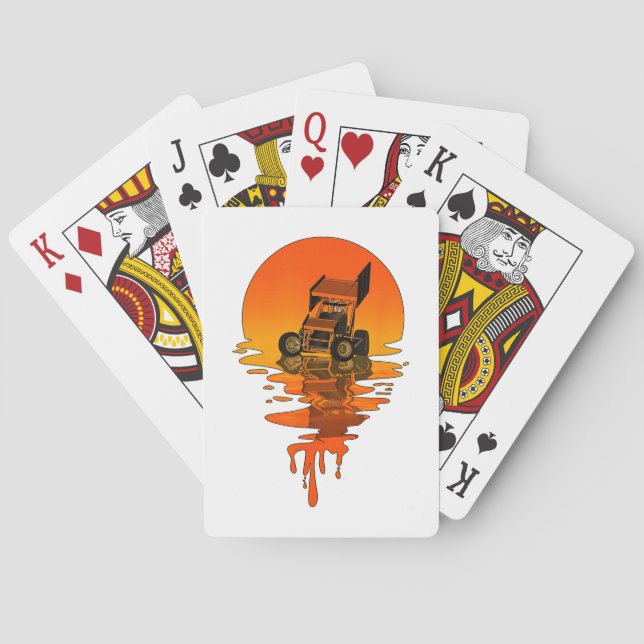 Vintage Retro Style Sprint Car Racing Poker Cards (Back)