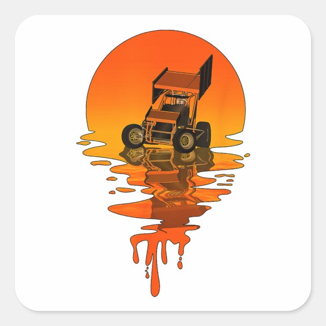 Vintage Retro Style Sprint Car Racing Square Sticker (Front)