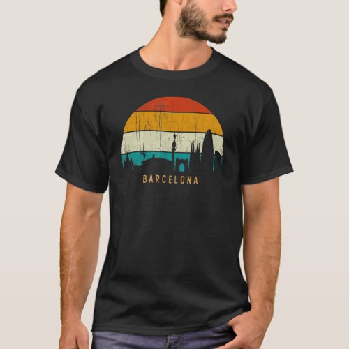 Vintage Retro Style Sunset City skyline cityscape  T_Shirt