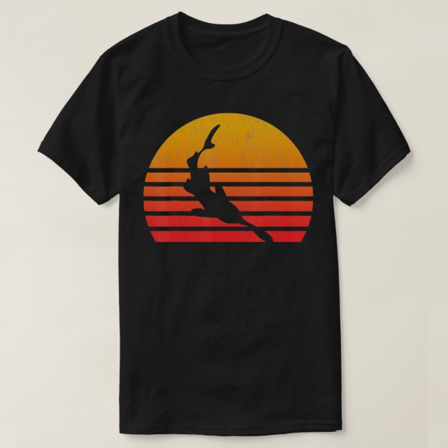 Vintage Retro Style Sunset Paddlefish  T-Shirt (Design Front)