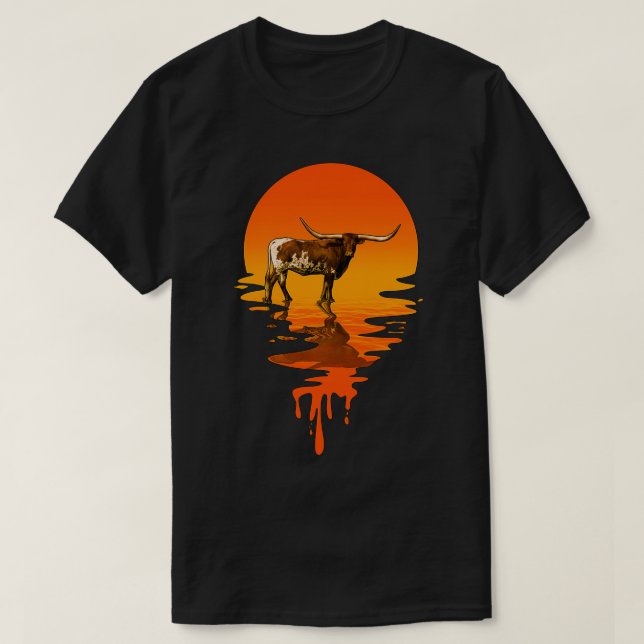 Vintage Retro Style Texas Longhorn  T-Shirt (Design Front)