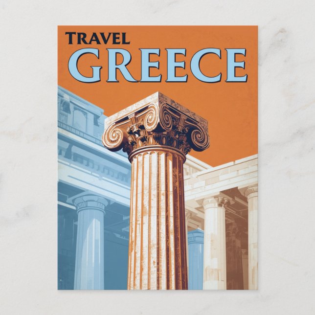 Vintage Retro Style Travel Greece Greek Column Postcard (Front)