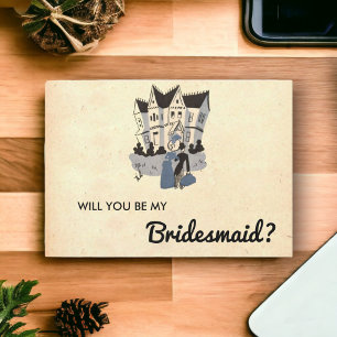 Vintage Retro Stylish Couple Chic Bridesmaid Card