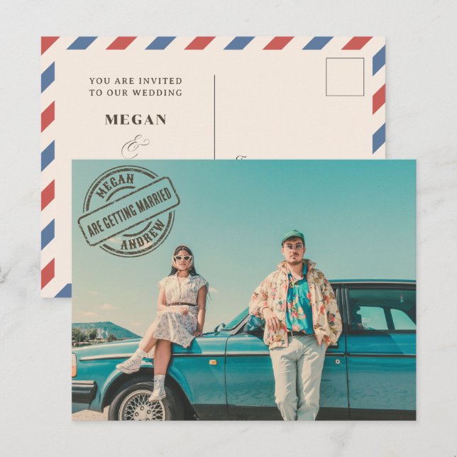 Vintage retro stylist photo wedding postcard (Front/Back)