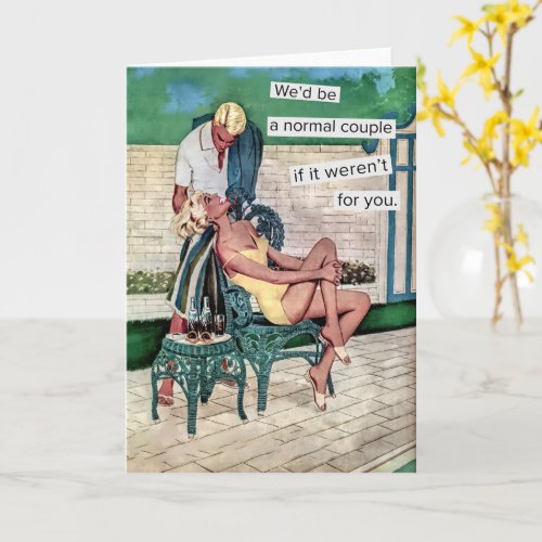 Vintage Retro suburban Couple Funny Card