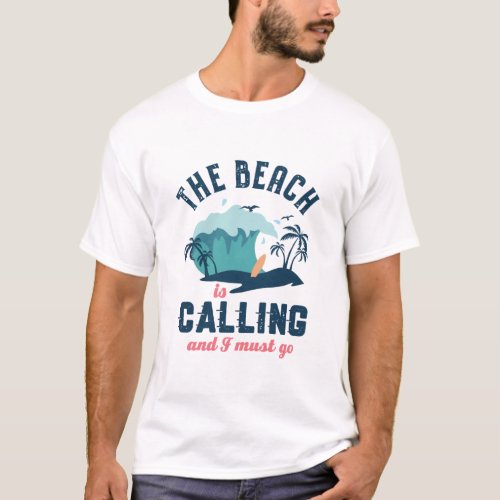 Vintage Retro Summer The Beach Is Calling T_Shirt