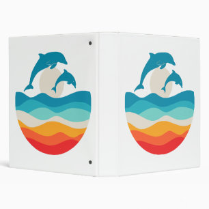 Vintage Retro Summer Time Beach Dolphin 3 Ring Binder