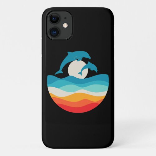 Vintage Retro Summer Time Beach Dolphin  iPhone 11 Case