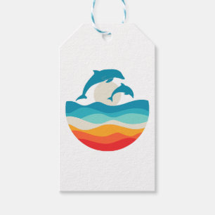 Vintage Retro Summer Time Beach Dolphin  Gift Tags