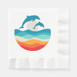 Vintage Retro Summer Time Beach Dolphin Napkins
