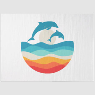 Vintage Retro Summer Time Beach Dolphin Tissue Paper