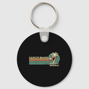 Vintage Retro Summer Vacation Mexico Cancun Beach Keychain