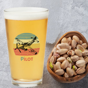 Vintage Retro Sunset, Airplane Pilot,Cool Aviation Glass