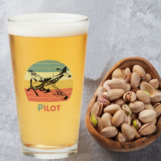 Vintage Retro Sunset, Airplane Pilot,Cool Aviation Glass (Creator Uploaded)