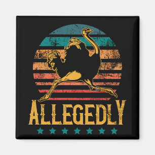 Vintage Retro Sunset Allegedly Ostrich Funny Bird Magnet