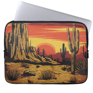 Vintage Retro Sunset Arizona Desert Western Laptop Sleeve