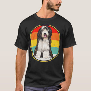 Vintage Retro Sunset Bearded Collie Dog  T-Shirt