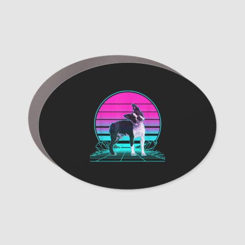 Vintage Retro Sunset Boston Terrier T_Shirt Car Magnet