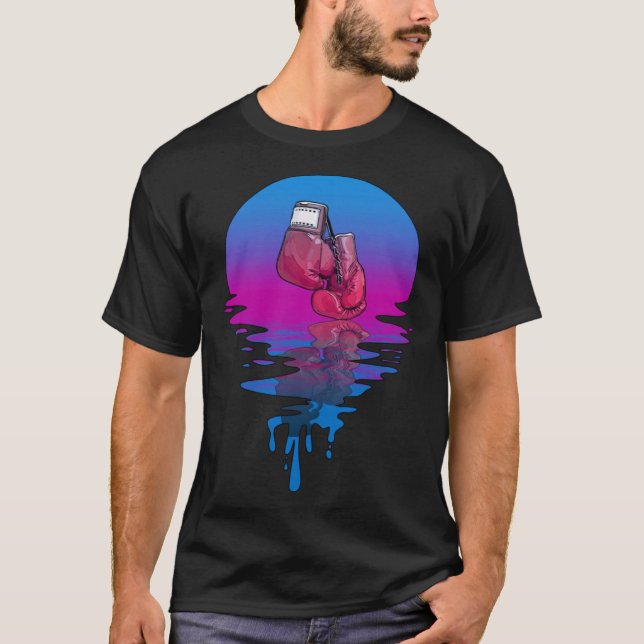 Vintage Retro Sunset Boxing Gloves T-Shirt (Front)