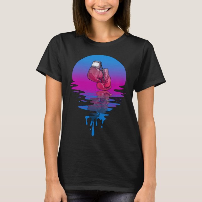 Vintage Retro Sunset Boxing Gloves T-Shirt (Front)