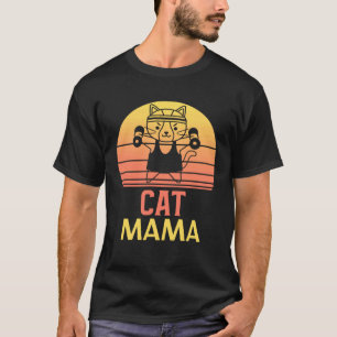 Vintage Retro Sunset  Ca Cat Mom Eighties Cat  4 T-Shirt