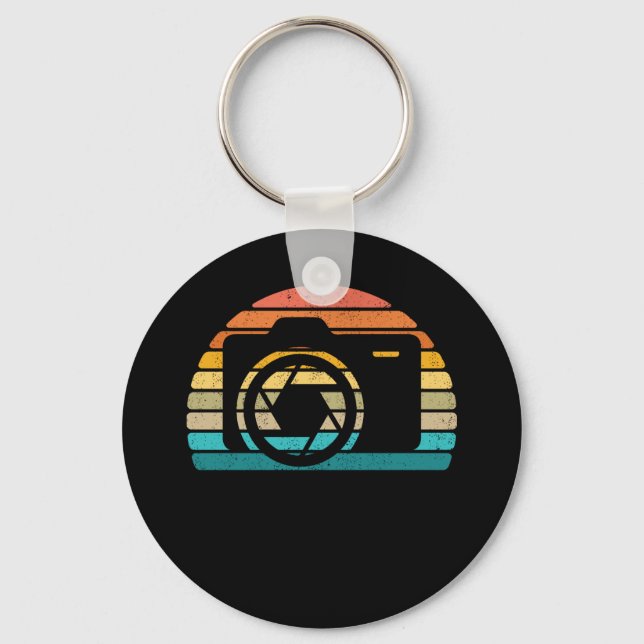 Vintage Retro Sunset Camera Photographer Keychain (Front)