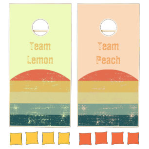 Vintage Retro Sunset Chic Leomon Peach Custom Text Cornhole Set