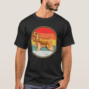 Vintage Retro Sunset Cocker Spaniel Dog T-Shirt