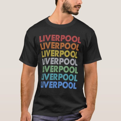 Vintage Retro Sunset Color Letter Liverpool T_Shirt