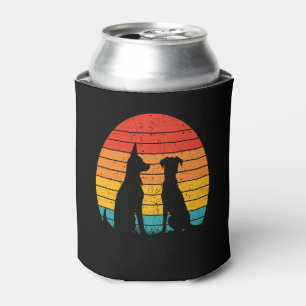Vintage Retro Sunset-Dog Can Cooler