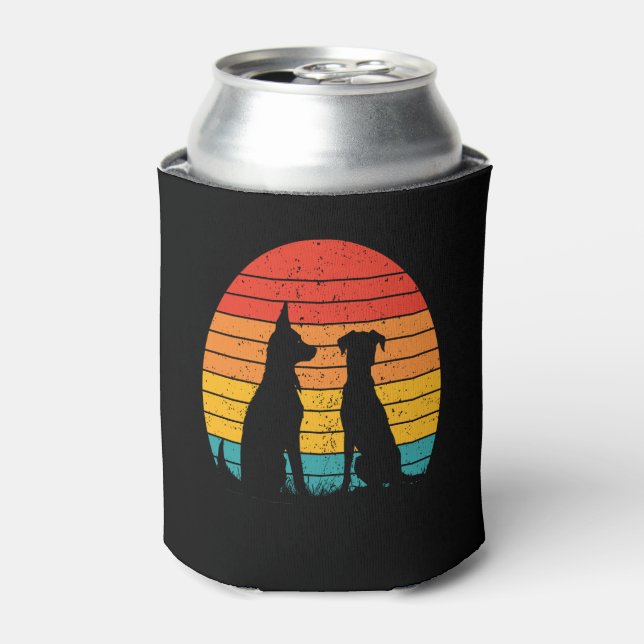Vintage Retro Sunset-Dog Can Cooler (Can Front)
