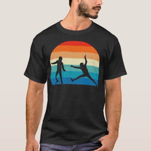 Vintage Retro Sunset Fencers Fencing Sport Lovers T_Shirt