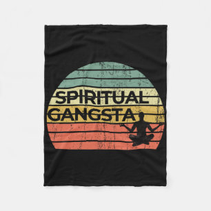 Vintage Retro Sunset Funny Yoga Spiritual Gangsta Fleece Blanket
